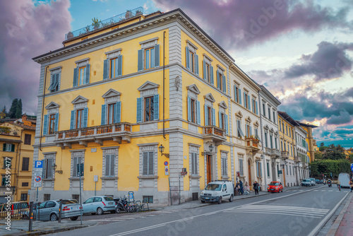 colored houses in the historic center of Rome.