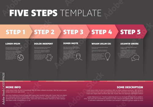 Vector dark progress five steps template