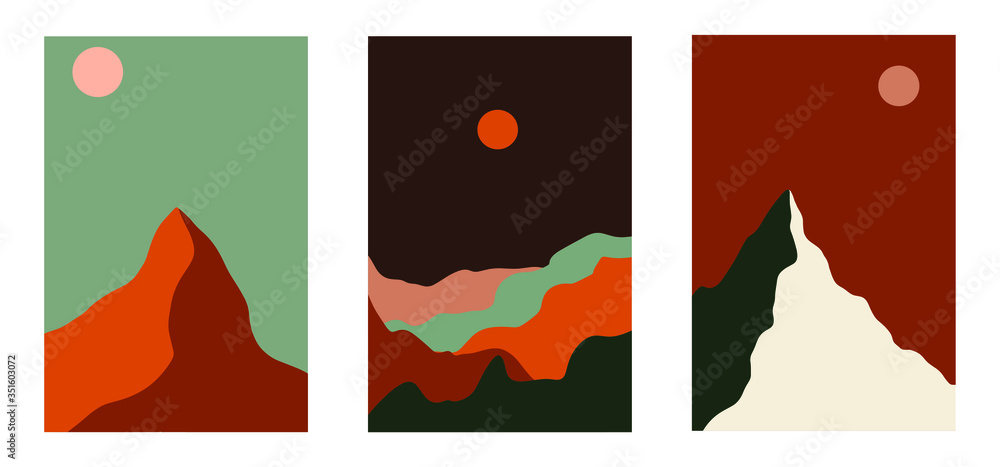 Mountains, abstract set covers, mountain landscape