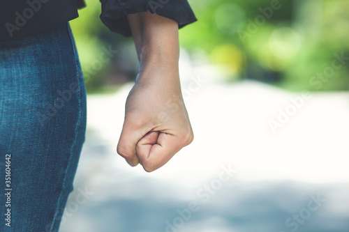 angry woman fists