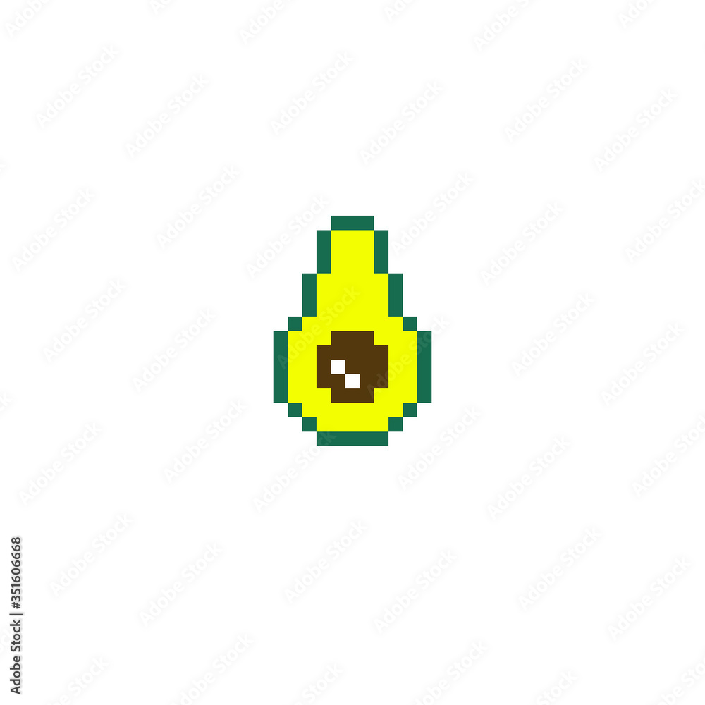 Fototapeta premium avocado pixel art icon, pixel illustration