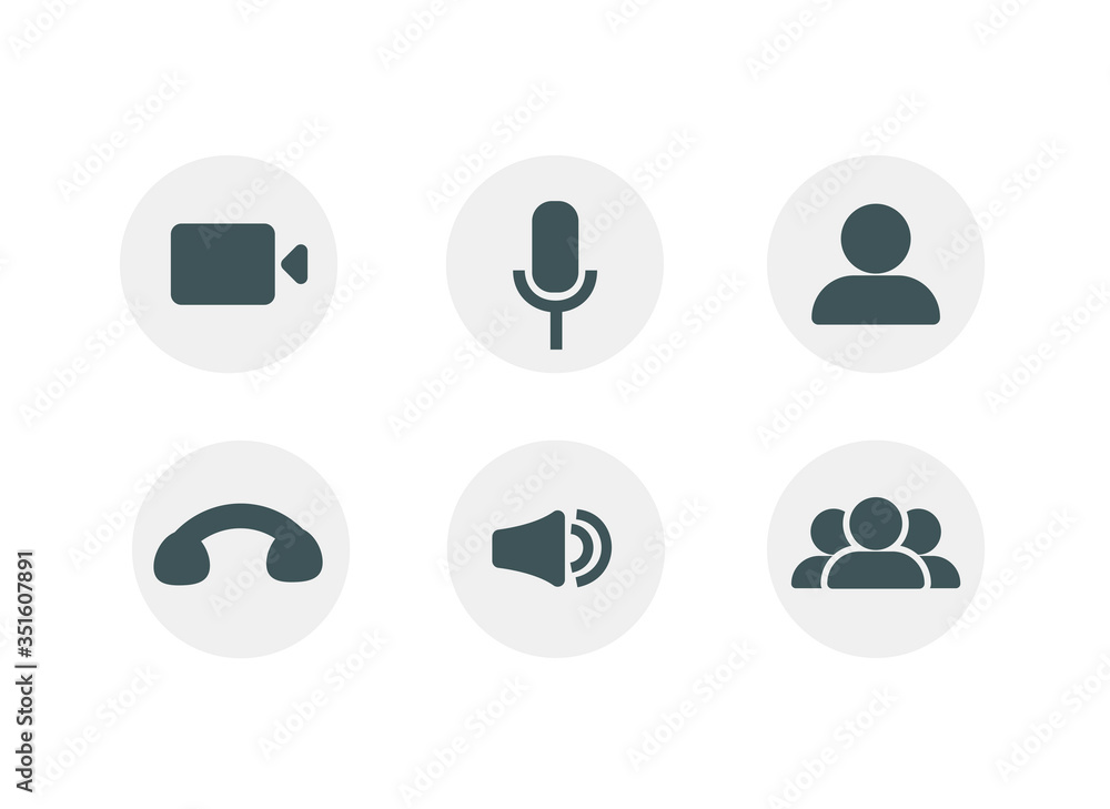 Video cal icons set. Media device infographic with flat icons set. Vector illustration