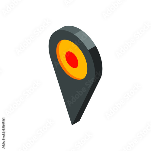 Pin icon, vector illustration in flat isometric 3D style. Location isometric symbol