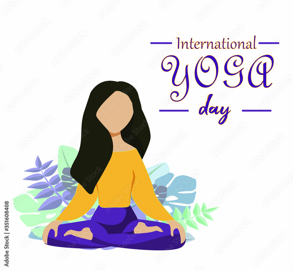 Obraz premium Vector image to International Yoga day. Title