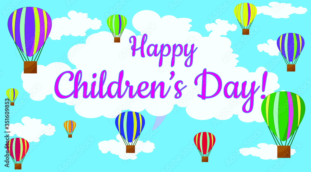 Vector illustration to World Children's day. Air balloons in the blu sky. Vector illustration to World Children's day. Air balloons in the blu sky.