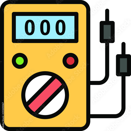 HVAC Electric Circuit Diagnosis Repair Service Tool New Vector coIorful Icon Design, Portable Multimeter Capacitor Tester Concept. Test Leads Thermocouple Volt Amp Ohm Capacitance Meter Equipment 