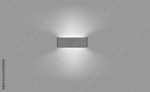 Wall lamp with indirect light. Modern interior night light. Vector mockup