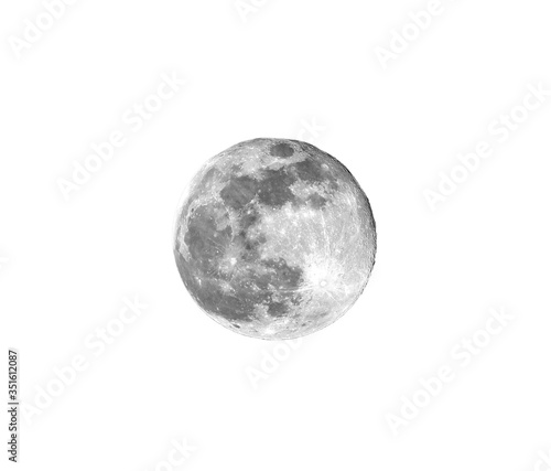 full moon with visible craters on a white background at night fr