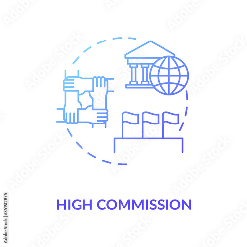 High commission concept icon. Diplomatic mission idea thin line illustration. International partnership. Foreign countries relationship. Vector isolated outline RGB color drawing