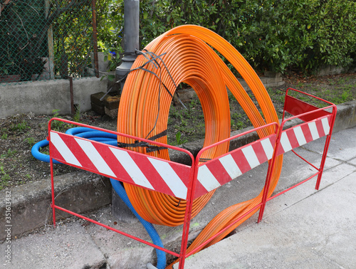 skein of cable for laying fiber optic infrastructure for fast co photo