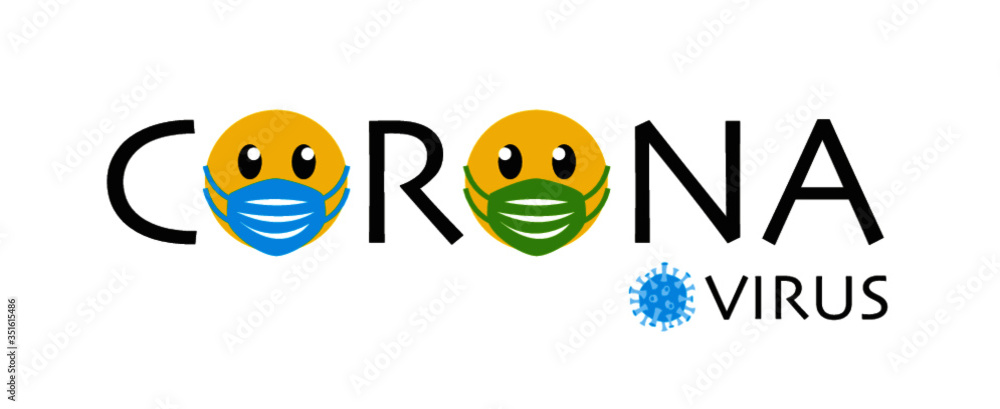 Fototapeta premium Corona, Virus blau, Mundschutz blau und grün
