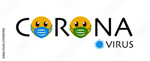 Corona, Virus blau, Mundschutz blau und grün