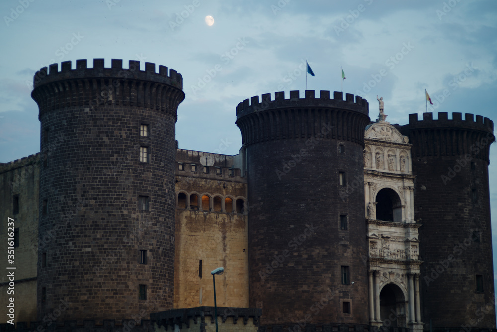 Castel Nuovo in the evening in Naples. Italy.
