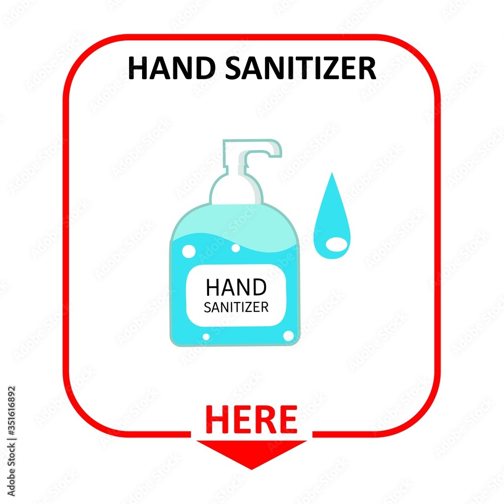 Naklejka premium Warning label depicting for Washing Hands with Alcohol gel,hand sanitizer icon. Infographic Steps How Washing Hands Properly. Prevention against Virus and Infection. Hygiene Concept. Flat Vector Illus
