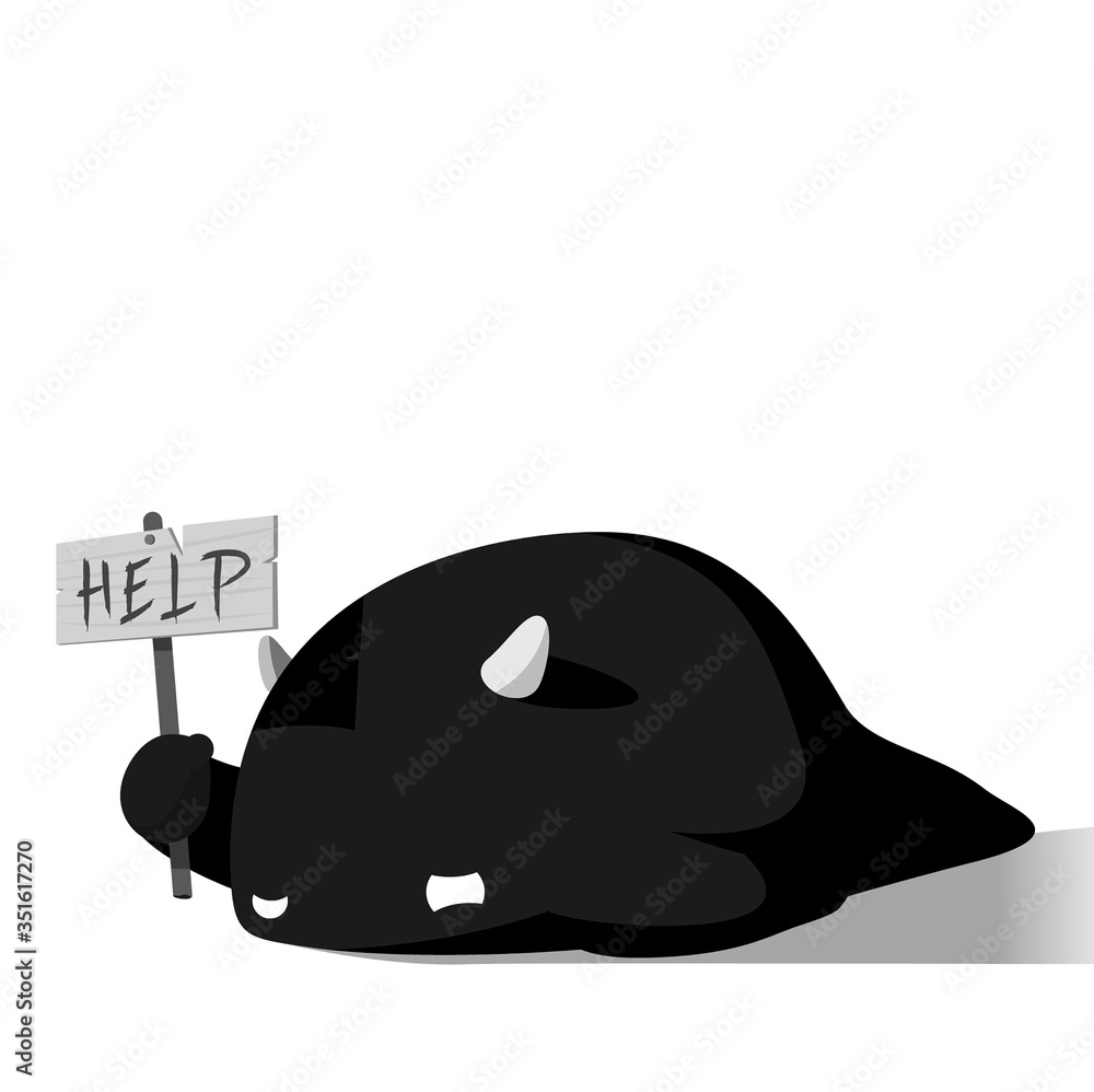 Fototapeta premium Monster asking for help at floor