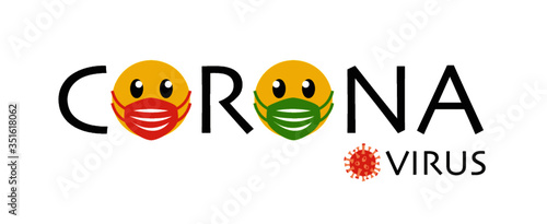 Corona, Virus rot, Mundschutz rot und grün