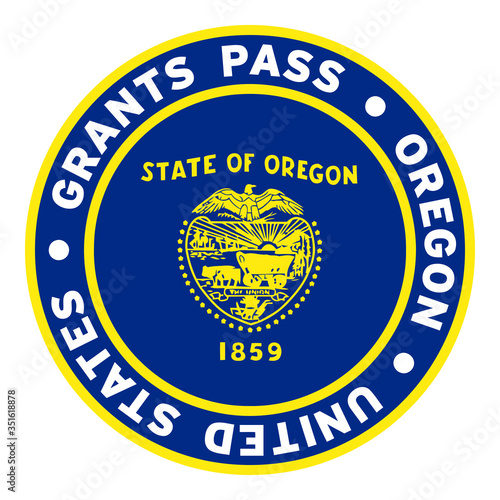 Round Grants Pass Oregon United States Flag Clipart 3