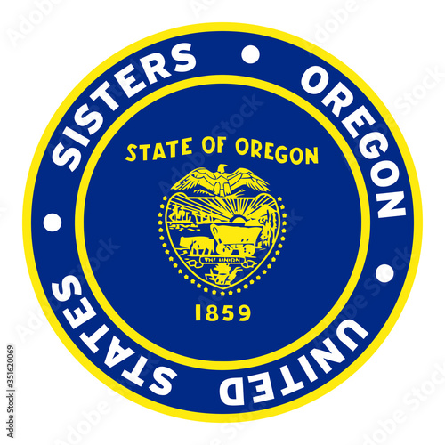 Round Sisters Oregon United States Flag Clipart 3