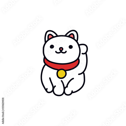 maneki neko doodle icon, vector illustration