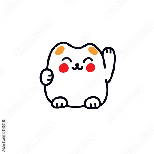maneki neko doodle icon, vector illustration