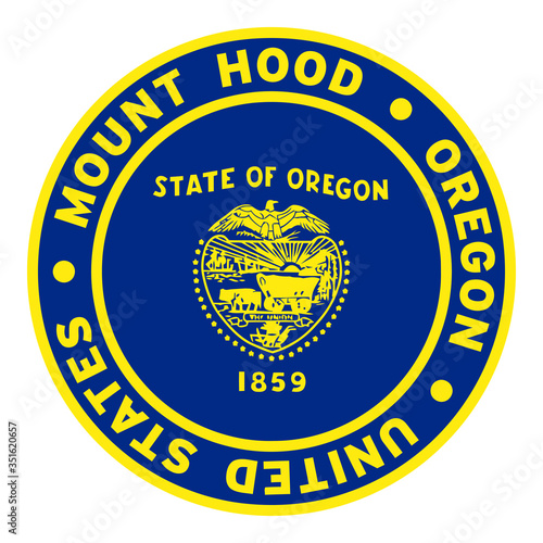 Round Mount Hood Oregon United States Flag Clipart 2