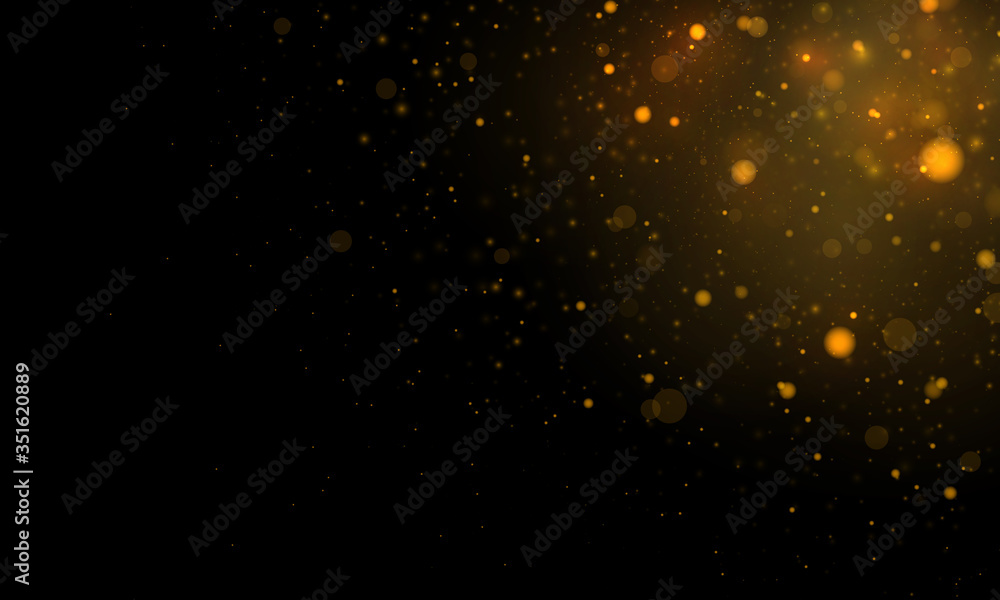 Festive golden luminous background with colorful lights bokeh. Light abstract glowing bokeh lights. Magic concept. Christmas concept. - obrazy, fototapety, plakaty 