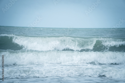 Sea waves in winter, the sky is closed, no sunshine