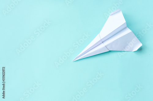 Summer travel with paper plane. Summer concept.