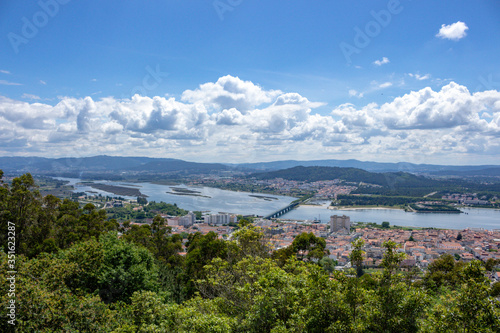 The view from the top of the Santa Luzia hill. Aerial view of Viana do Castelo and Limia River in Northern Portugal.