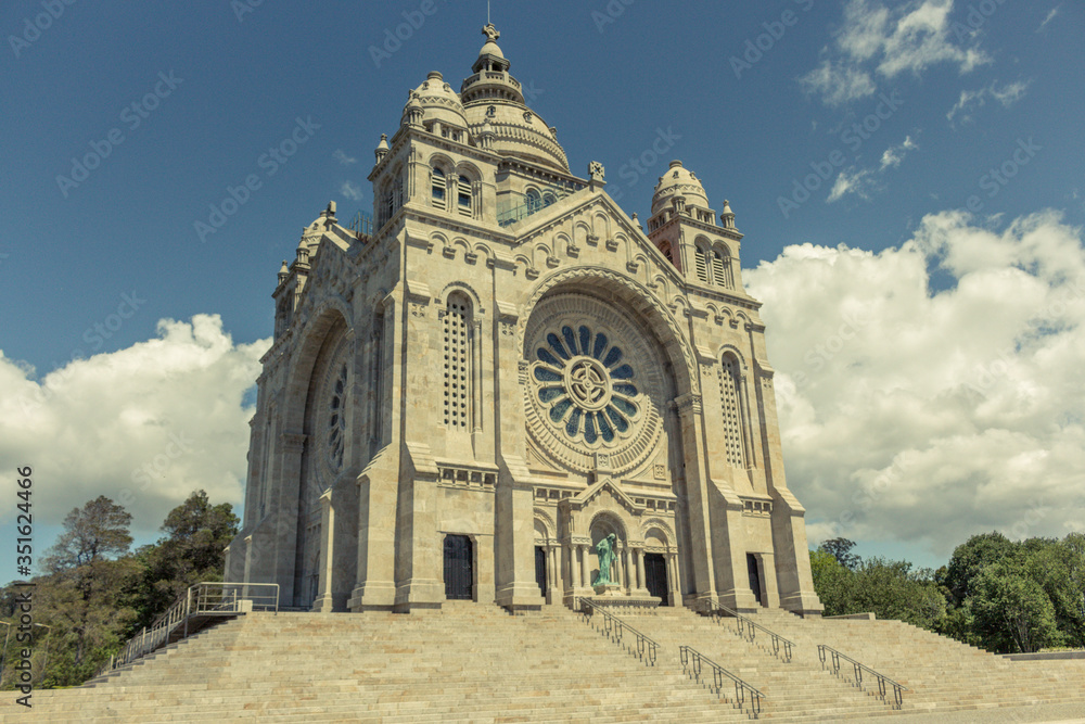 The Monument Temple of Santa Luzia, dedicated to the Sacred Heart of Jesus in Viana do Castelo, Portugal. Its imposing rose windows are the largest in the Iberian Peninsula and the 2nd in Europe.