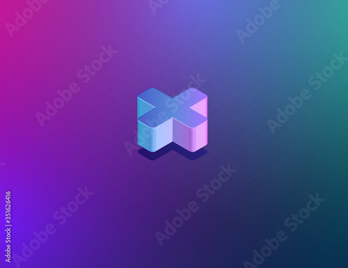 'THREE DEE' tech font plus character, isometric vector illustration