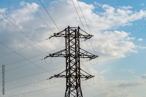 Obraz na płótnie high voltage line support with wires and insulators w salonie
