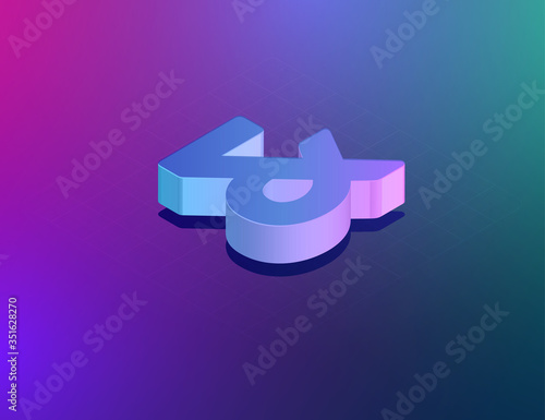 'THREE DEE' tech font ampersand character, isometric vector illustration