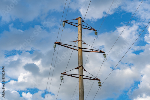 Obraz na płótnie high voltage line support with wires and insulators w salonie