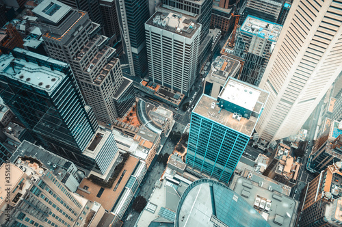 top view of the business center of the metropolis with skyscrapers Sydney Australia