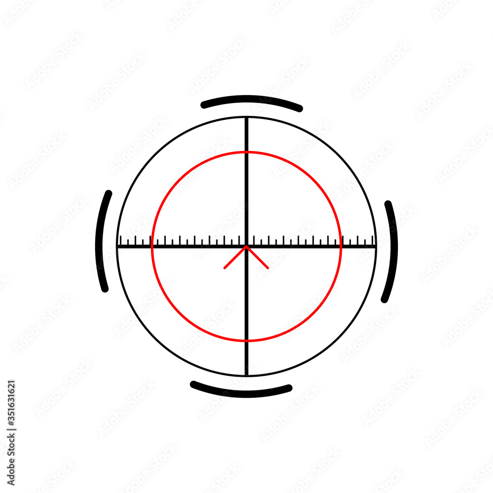 Military crosshair, rifle sight icon on white