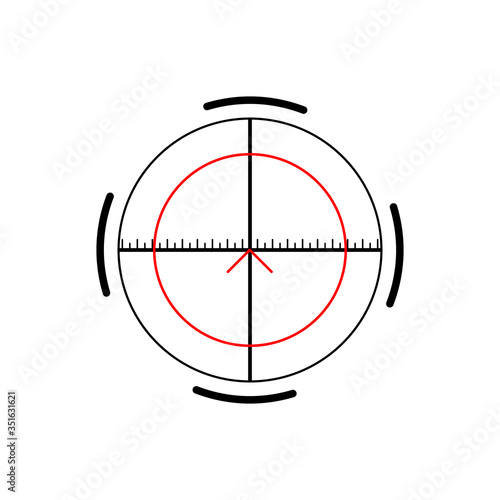 Military crosshair, rifle sight icon on white