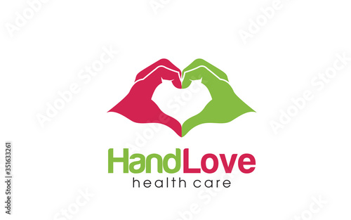 Creative hand love care logo design photo