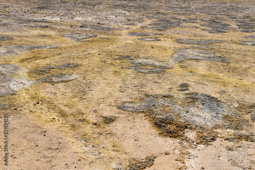 Macrophoto of crystal of brimstone. Stefanos crater is one of crater in Greece Nisyros.	