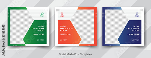 Food, social media square post templates, web banner templates. Promotional banner for social media post vector