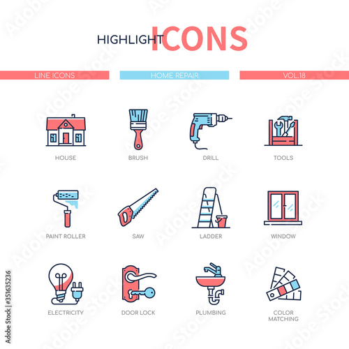 Home repair - line design style icons set