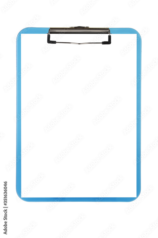 Blue clipboard isolated on white with clipping path and copy space Blue clipboard isolated on white with clipping path and copy space