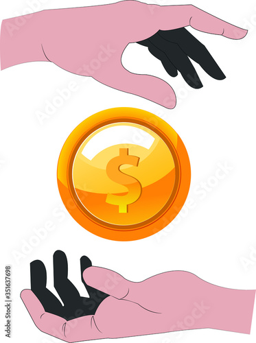 Hand Holding Coin vector illustration.
