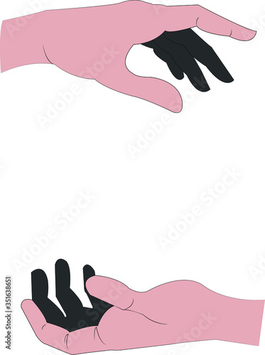 Supporting hands with white background illustration vector