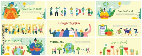 Vector illustration ECO backgrounds of Concept of green eco energy and quote Save the planet.