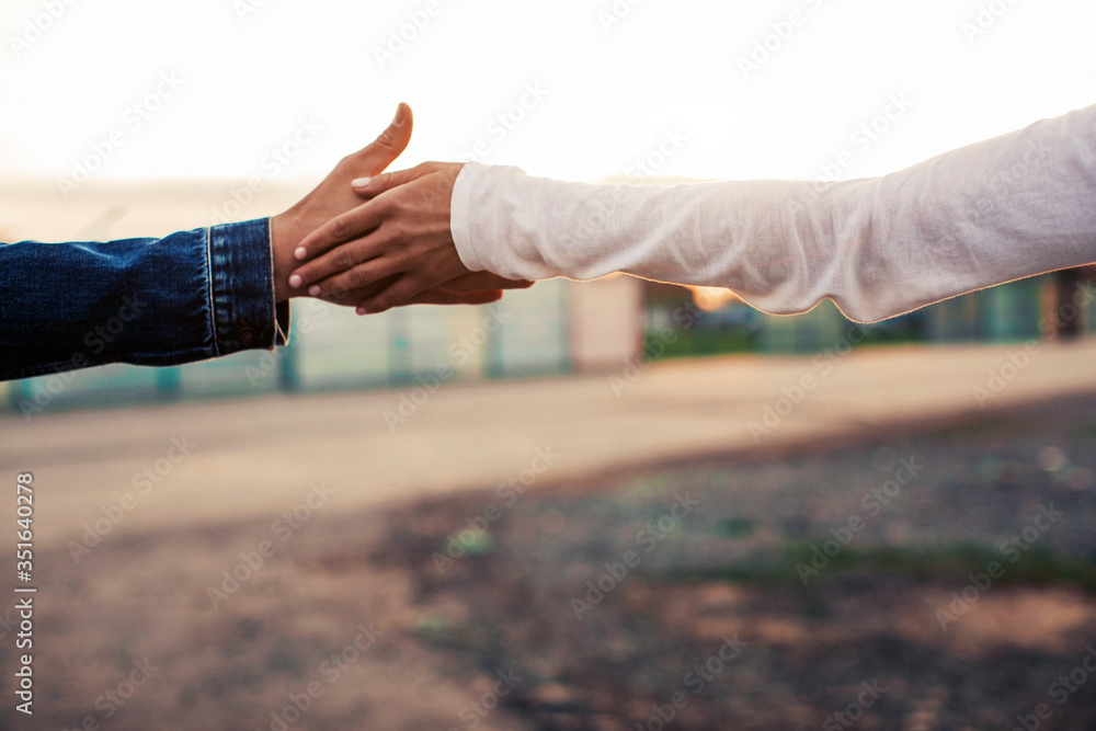 Fototapeta premium Couple in love hands. Hands concept. Love story. 