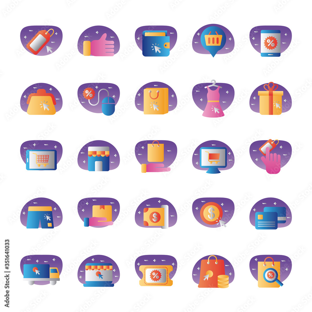 bundle of commercial set icons bundle of commercial set icons