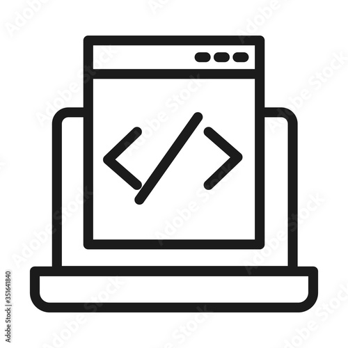 SEO and online marketing concept, Laptop computer and web page icon, line style