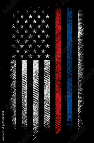 Grunge usa police, firefighter flag vector design