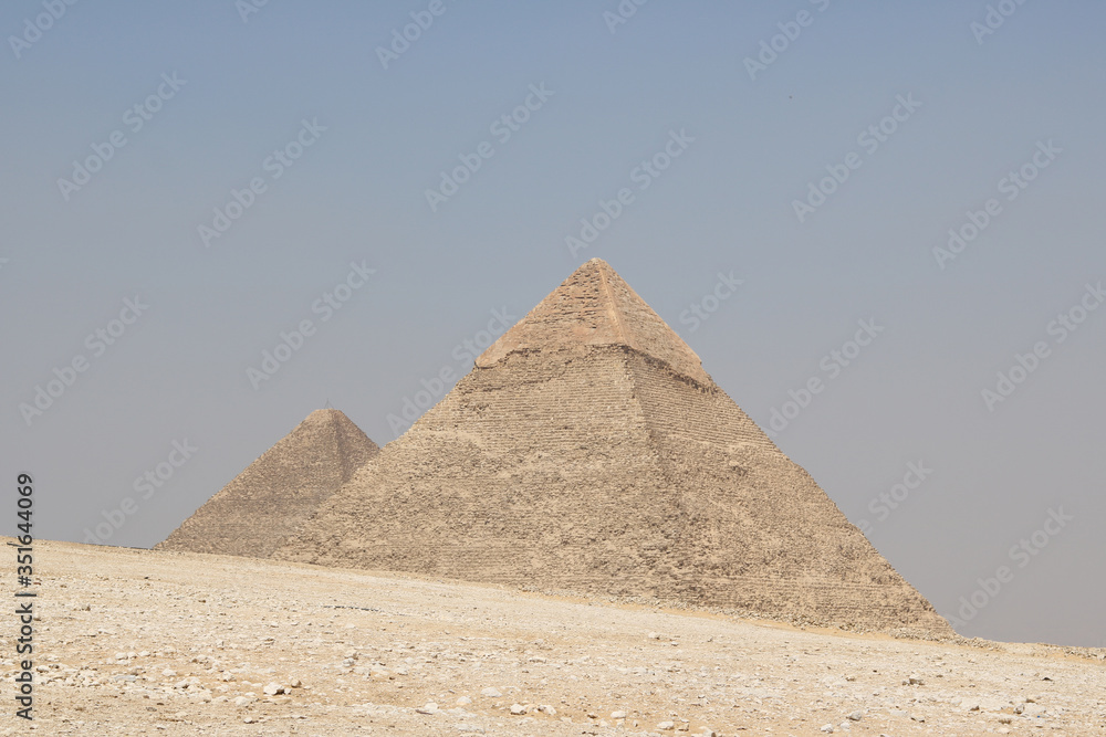 Giza Pyramids in Cairo, Egypt, ancient Egyptian civilization landmark 